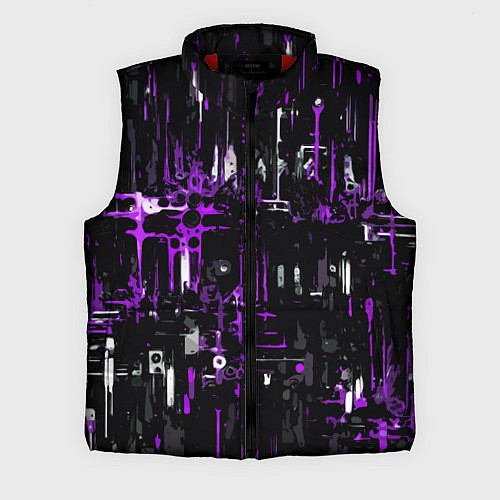 Мужской жилет Бело-фиолетовая тревожная абстракция на чёрном фон / 3D-Красный – фото 1