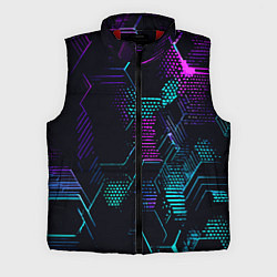 Мужской жилет Розово-голубые точки и линии на чёрном фоне, цвет: 3D-красный