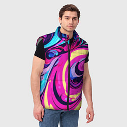 Мужской жилет Сине-розовый узор, цвет: 3D-светло-серый — фото 2