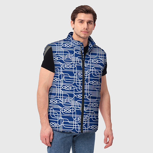 Мужской жилет Паттерн с узлами водопроводного лабиринта / 3D-Светло-серый – фото 3