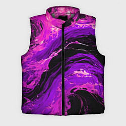 Мужской жилет Фиолетовые брызги на чёрном фоне, цвет: 3D-светло-серый
