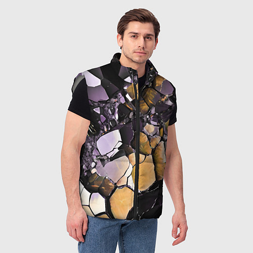 Мужской жилет Чёрно-жёлтый камень / 3D-Светло-серый – фото 3