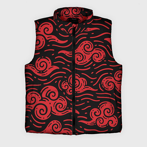 Мужской жилет Японский орнамент - красные облака / 3D-Красный – фото 1