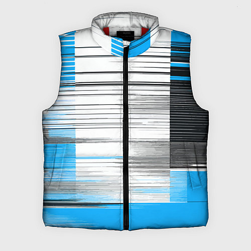 Мужской жилет Чёрные вертикальные полосы на сине-белом фоне / 3D-Красный – фото 1
