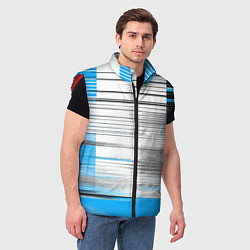 Мужской жилет Чёрные вертикальные полосы на сине-белом фоне, цвет: 3D-красный — фото 2