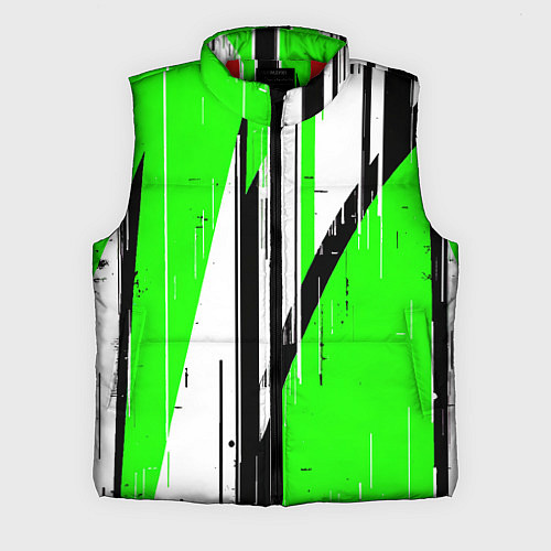 Мужской жилет Black and white vertical stripes on a green backgr / 3D-Красный – фото 1