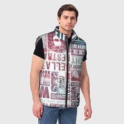 Мужской жилет Паттерн газеты - Гарри Поттер Сириус Блэк и Люциус, цвет: 3D-светло-серый — фото 2