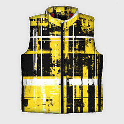 Мужской жилет Жёлто-белый гранж на чёрном фоне, цвет: 3D-красный