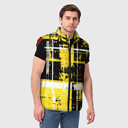 Мужской жилет Жёлто-белый гранж на чёрном фоне, цвет: 3D-красный — фото 2