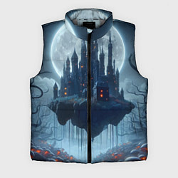 Мужской жилет Замок Дракулы и неоновые грибы - нейроарт фантазия, цвет: 3D-светло-серый