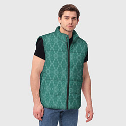 Мужской жилет Бирюзово зеленый геометрический абстрактный узор, цвет: 3D-черный — фото 2