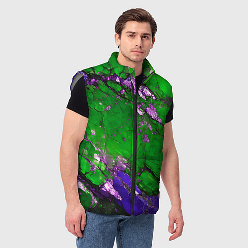 Мужской жилет A purple mineral in a green stone / 3D-Светло-серый – фото 3