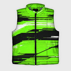Мужской жилет Горизонтальные чёрно-белые линии на зелёном фоне, цвет: 3D-светло-серый