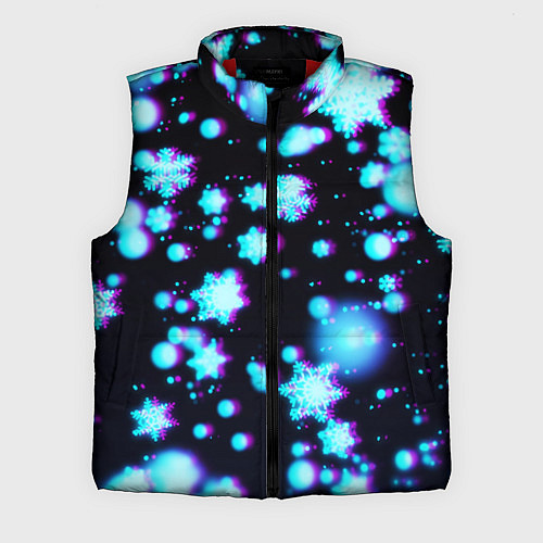 Мужской жилет Неоновые снежинки глитч / 3D-Красный – фото 1