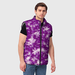 Мужской жилет Снежинки глитч, цвет: 3D-светло-серый — фото 2
