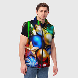 Мужской жилет Новогодние украшения, цвет: 3D-светло-серый — фото 2