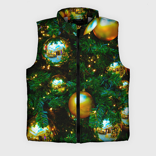 Мужской жилет Новогодние украшения на ветках / 3D-Светло-серый – фото 1