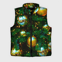 Мужской жилет Новогодние украшения на ветках, цвет: 3D-светло-серый