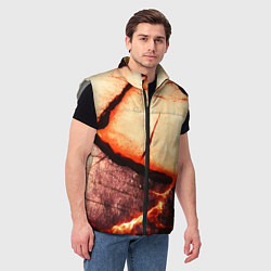 Мужской жилет Трещины на абстрактном красном фоне, цвет: 3D-светло-серый — фото 2