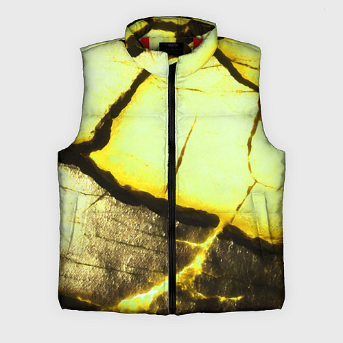 Мужской жилет Трещины на абстрактном жёлтом фоне / 3D-Красный – фото 1