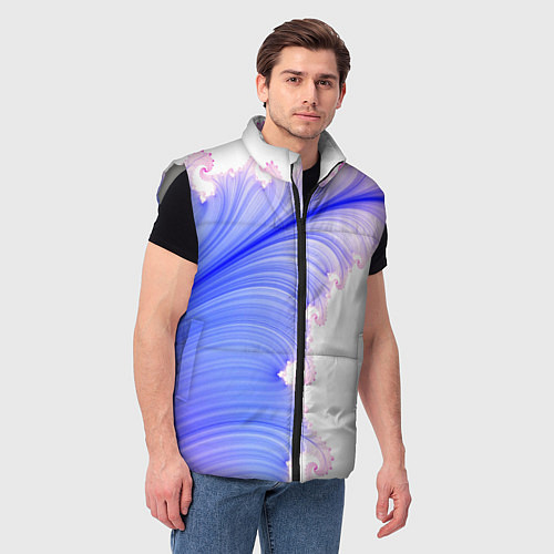 Мужской жилет Узоры неон фрактал / 3D-Светло-серый – фото 3