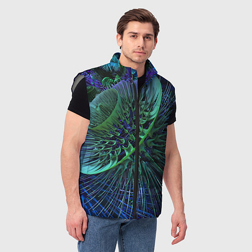 Мужской жилет Фрактальный узор шипы / 3D-Светло-серый – фото 3