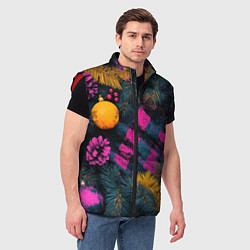 Мужской жилет Новый год - фиолетовая краска, цвет: 3D-красный — фото 2