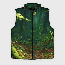 Мужской жилет Зелёный летний лес, цвет: 3D-красный