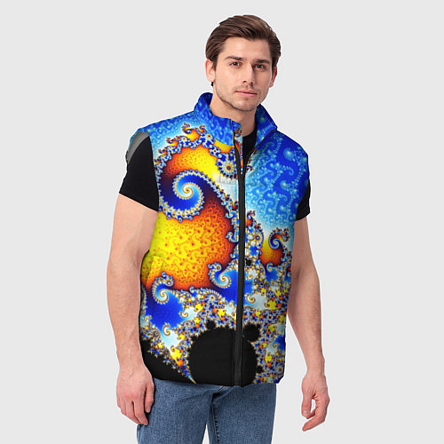 Мужской жилет Фрактальный узор текстура синий / 3D-Светло-серый – фото 3
