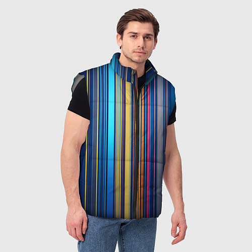 Мужской жилет Яркие вертикальные линии / 3D-Светло-серый – фото 3