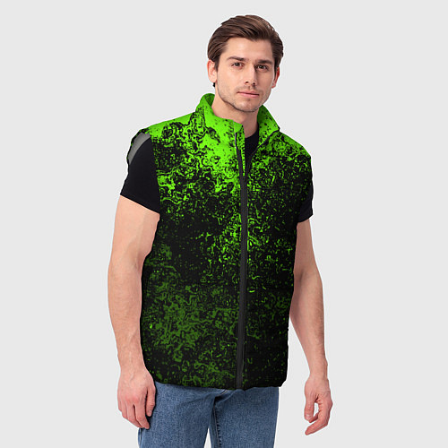 Мужской жилет Зеленые брызги красок / 3D-Светло-серый – фото 3