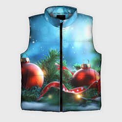 Мужской жилет Красные игрушки новогодние, цвет: 3D-светло-серый