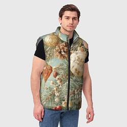 Мужской жилет Елочные новогодние игрушки, цвет: 3D-светло-серый — фото 2
