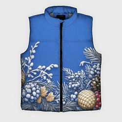 Мужской жилет Новогодние веточки, цвет: 3D-светло-серый