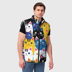 Мужской жилет Много цветных котиков, цвет: 3D-светло-серый — фото 2