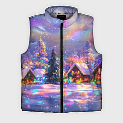 Мужской жилет Дух рождества - зимние домики, цвет: 3D-светло-серый