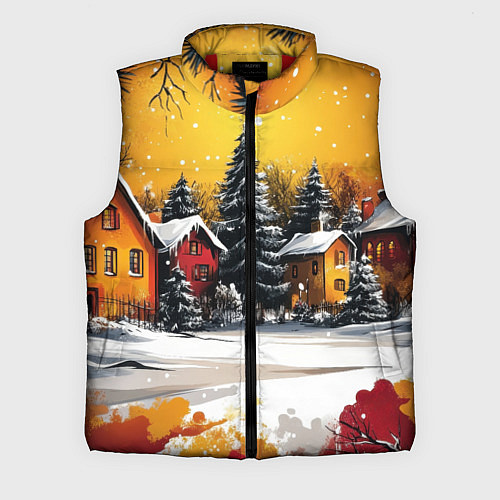 Мужской жилет Новогодний двор / 3D-Красный – фото 1