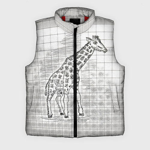 Мужской жилет Жираф на тетрадном листе / 3D-Красный – фото 1