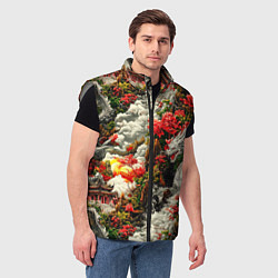 Мужской жилет Дракон в небесном храме - нейросеть, цвет: 3D-светло-серый — фото 2