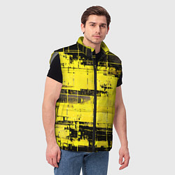 Мужской жилет Чёрно-жёлтый техно-паттерн, цвет: 3D-светло-серый — фото 2