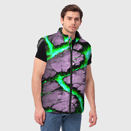 Мужской жилет Треснувший камень зелёный / 3D-Светло-серый – фото 3