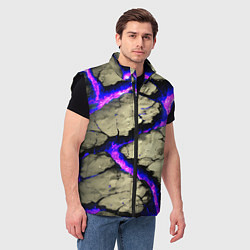 Мужской жилет Треснувший камень фиолетовый, цвет: 3D-черный — фото 2