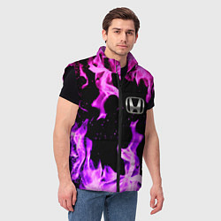 Мужской жилет Honda flame pink, цвет: 3D-черный — фото 2