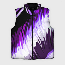 Мужской жилет Бело-фиолетовые острые полосы на чёрном фоне, цвет: 3D-светло-серый