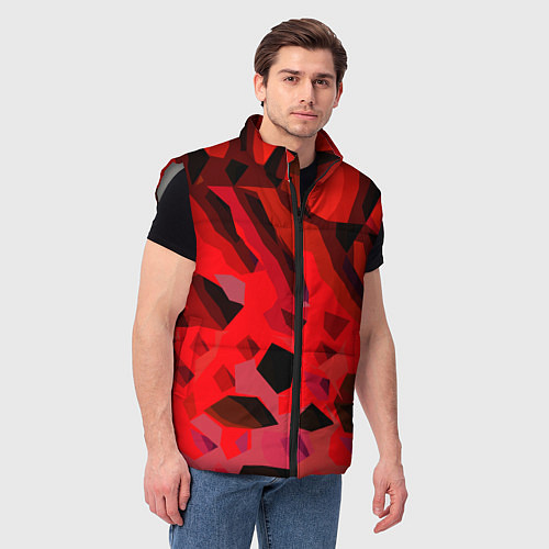 Мужской жилет Чёрно-красная пористая абстракция / 3D-Светло-серый – фото 3