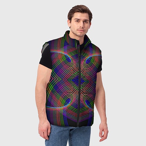 Мужской жилет Оптические волны текстура / 3D-Светло-серый – фото 3