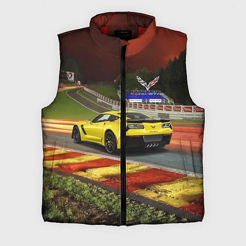 Мужской жилет Chevrolet Corvette на гоночной трассе / 3D-Красный – фото 1