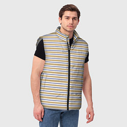 Мужской жилет Бежевый с синей полосой, цвет: 3D-светло-серый — фото 2