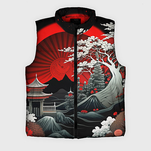 Мужской жилет Деревья Японии и природа / 3D-Красный – фото 1