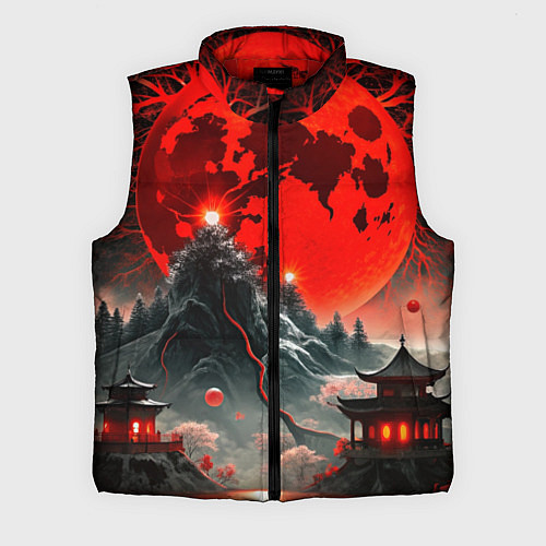 Мужской жилет Японская черная гора / 3D-Красный – фото 1